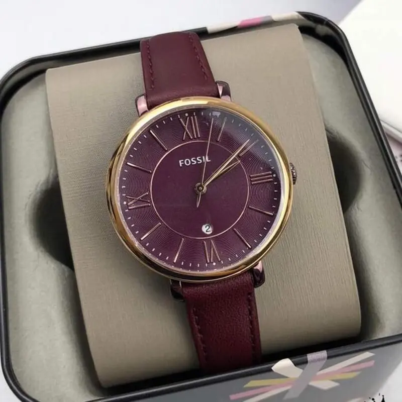 Fossil Jacqueline Wine Dial Casual Ladies Watch- ES4099